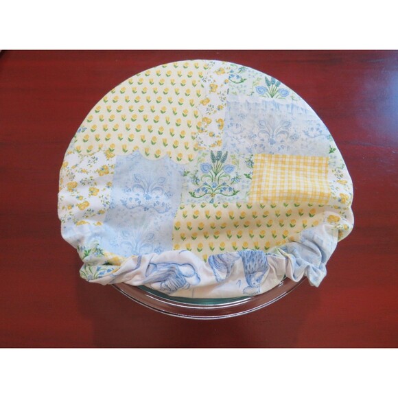 Kitchenaid Bowl Cover Reversible Yellow and Blue Floral with Chickens - Picture 5 of 9